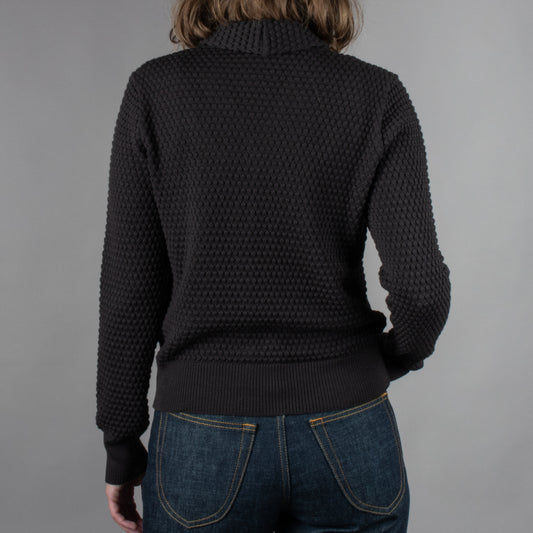 Women's Brown Knit Cardigan with a Shawl Collar