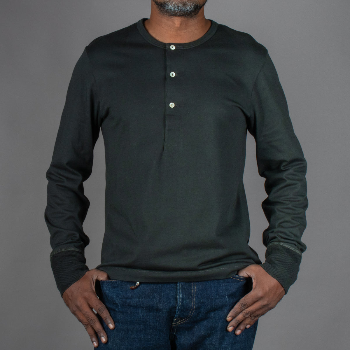 2M06 Mid-Century Machine Refined Fit Long Sleeve Henley - Forest