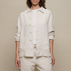 Unisex Jacke Bio Leinen Cropped Light Stone