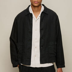 Unisex Jacke Bio Leinen Cropped Deep Black