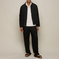 Unisex Jacke Bio Leinen Cropped Deep Black