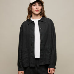 Unisex Jacke Bio Leinen Cropped Deep Black