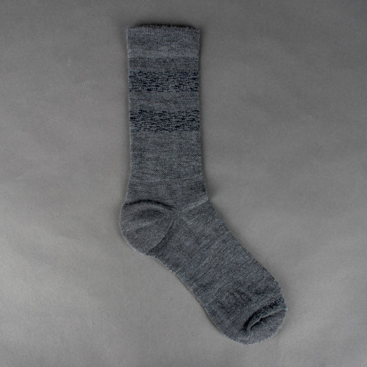Wool Blend Striped Crew Socken Grau/Navy