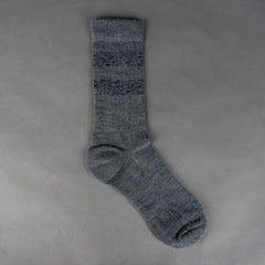 Wool Blend Striped Crew Socken Grau/Navy
