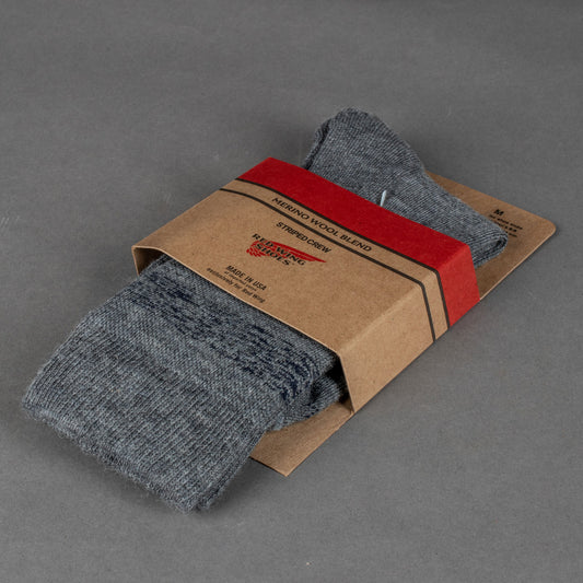 Wool Blend Striped Crew Socken Grau/Navy