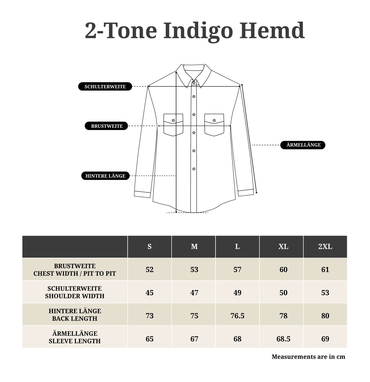 2-Tone Indigo Hemd gerade 12 oz