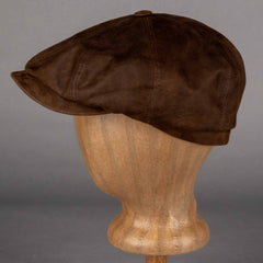 Hatteras Oily Goat goat suede flat cap - mud colored