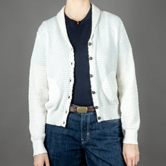 Women's Cardigan with Shawl Collar in Ecru
