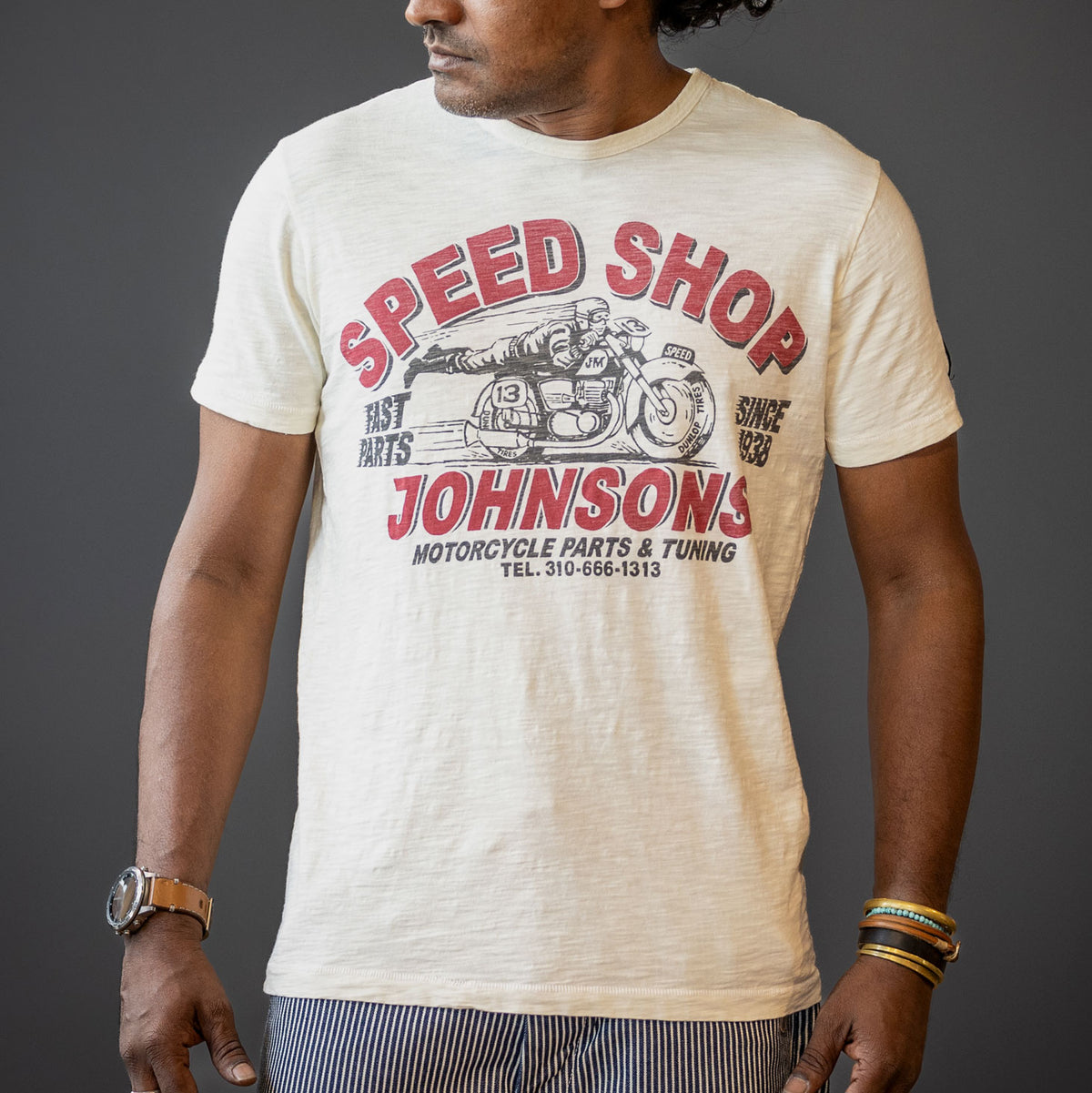 Johnson Speedshop T-Shirt in Dirty White