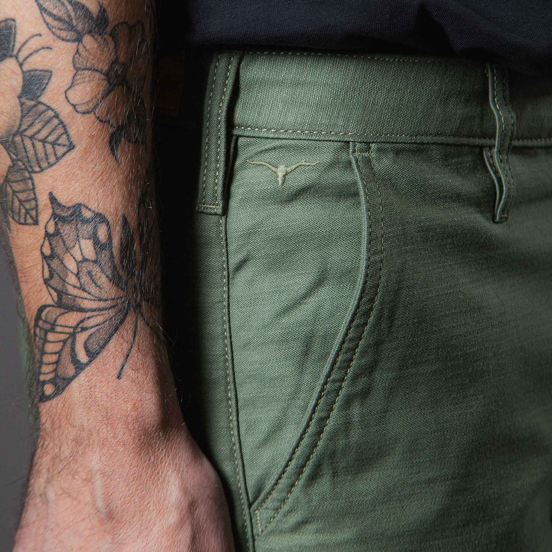 BenzakBC - 03 Straight Chino Military GreenHosenBritish Parts Luzern