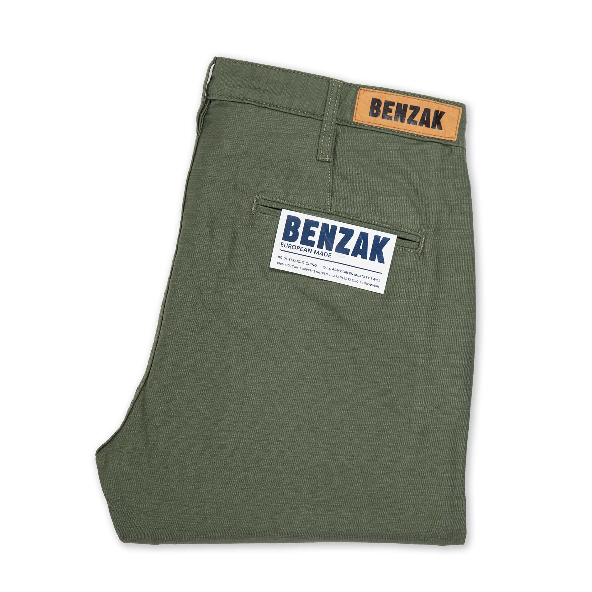 BenzakBC - 03 Straight Chino Military GreenHosenBritish Parts Luzern