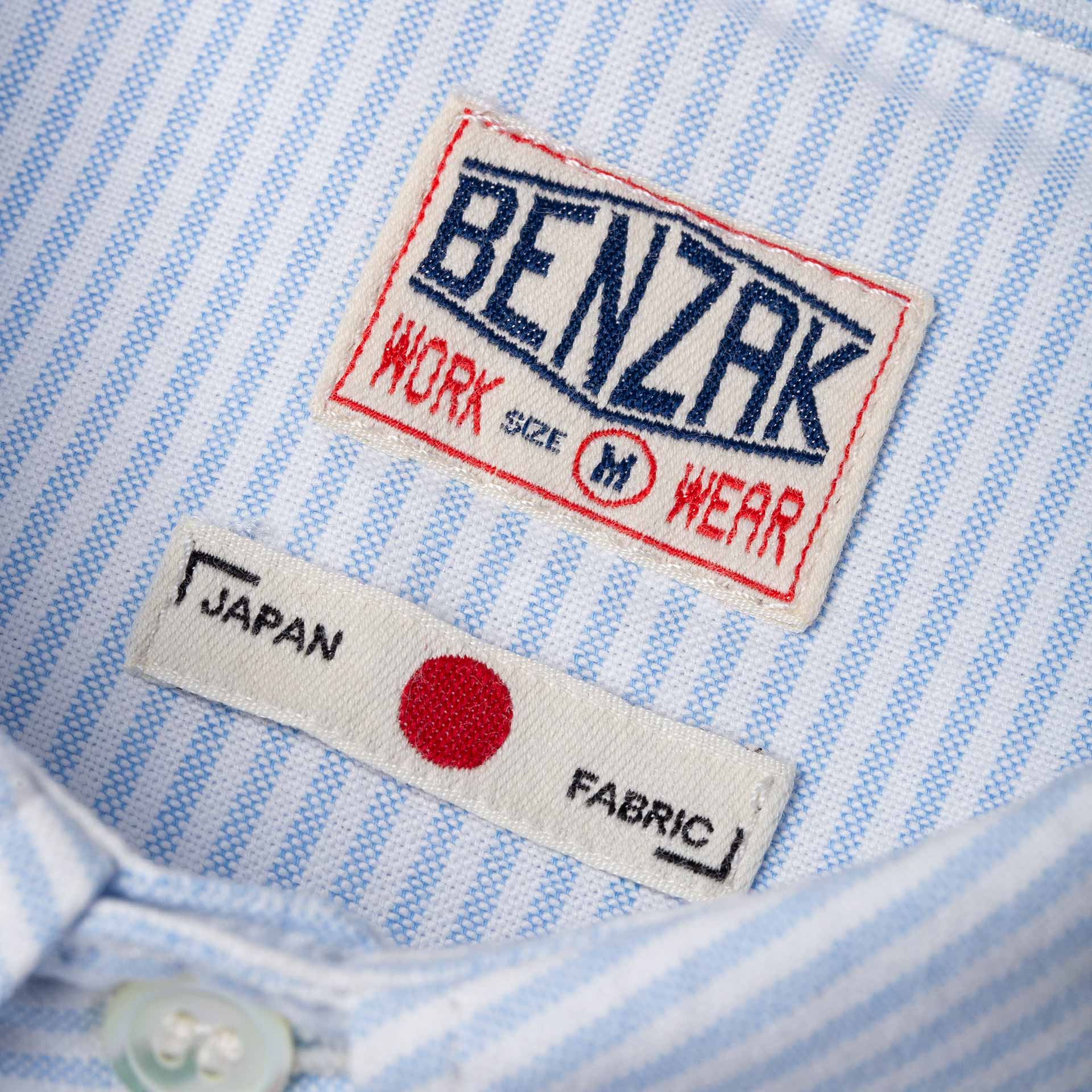 BenzakWorker Shirt, 6 oz., Blue & White Striped Oxford Shirt, British Parts Lucerne