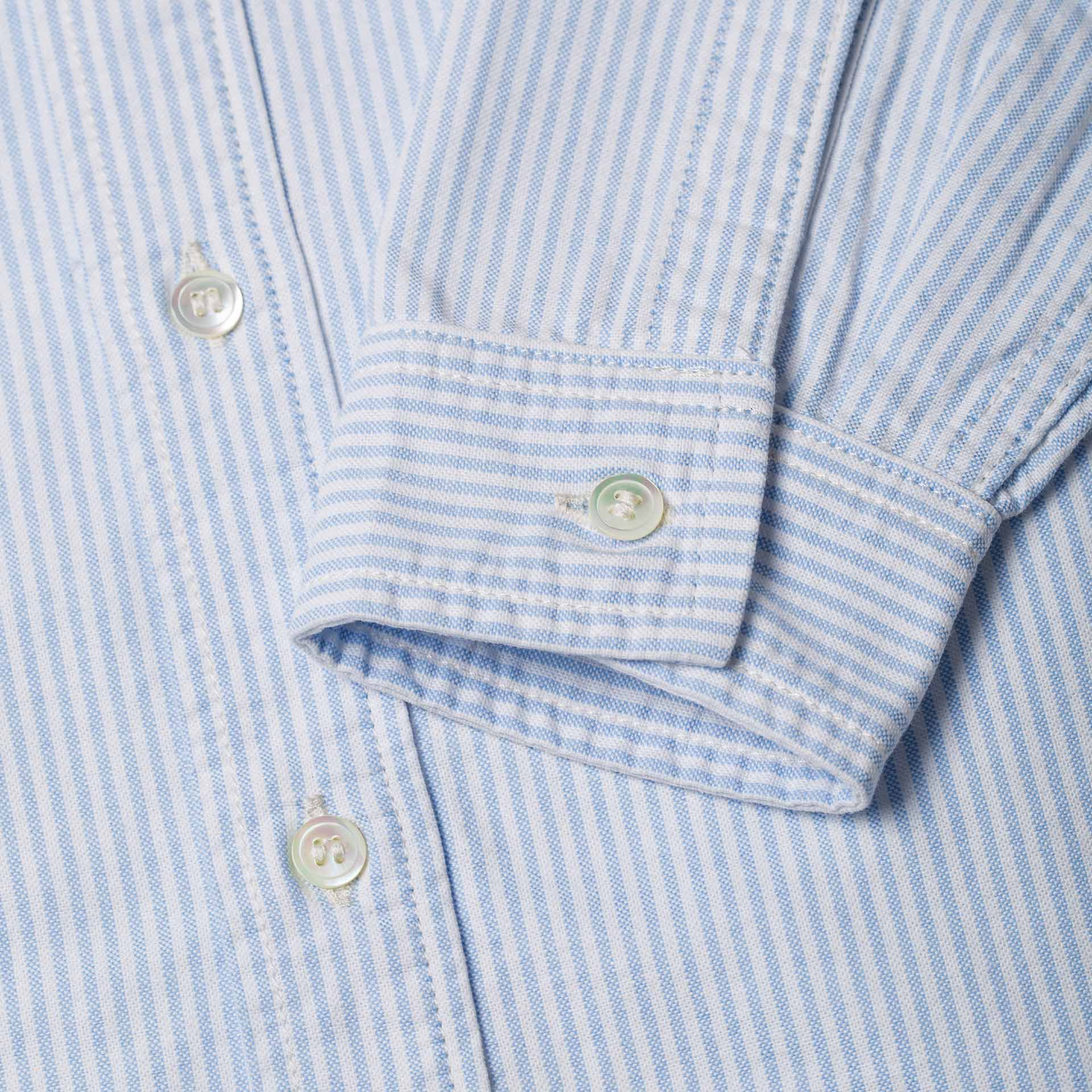 BenzakWorker Shirt, 6 oz., Blue & White Striped Oxford Shirt, British Parts Lucerne