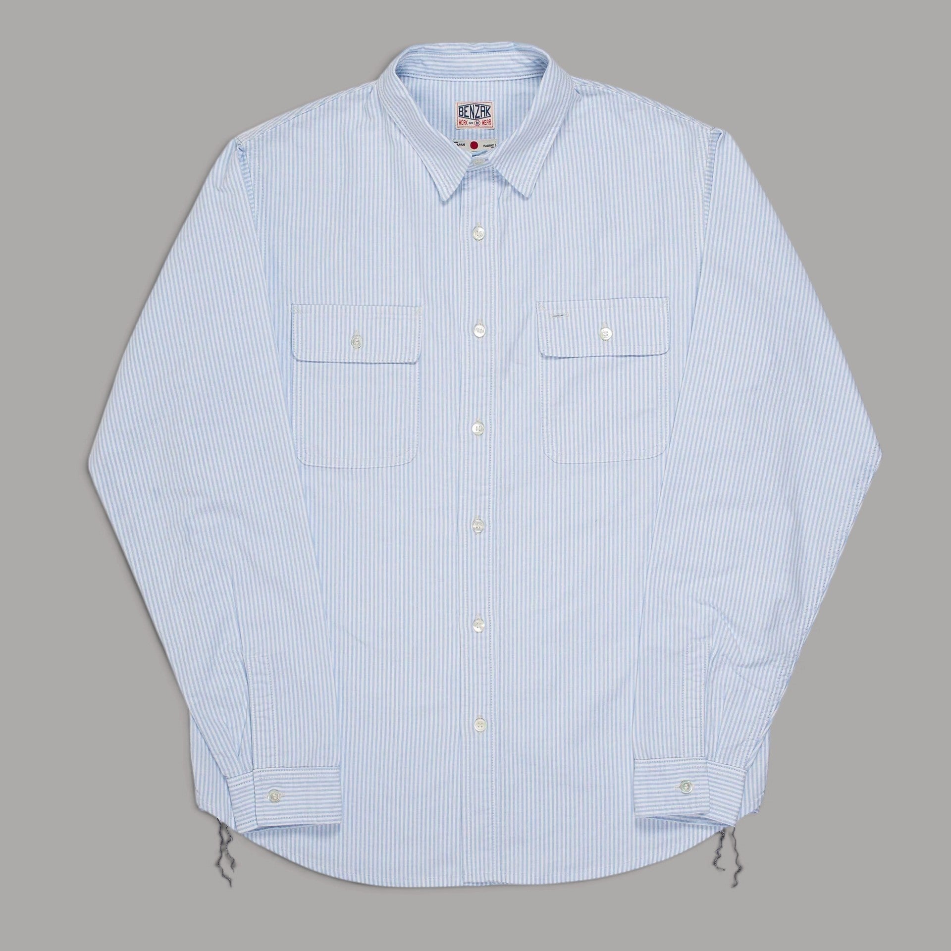 BenzakWorker Shirt, 6 oz., Blue & White Striped Oxford Shirt, British Parts Lucerne
