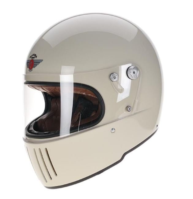 DavidaKoura Motorradhelm Cream mit braunem LederHelmBritish Parts Luzern