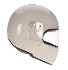 DavidaKoura Motorradhelm Cream mit braunem LederHelmBritish Parts Luzern