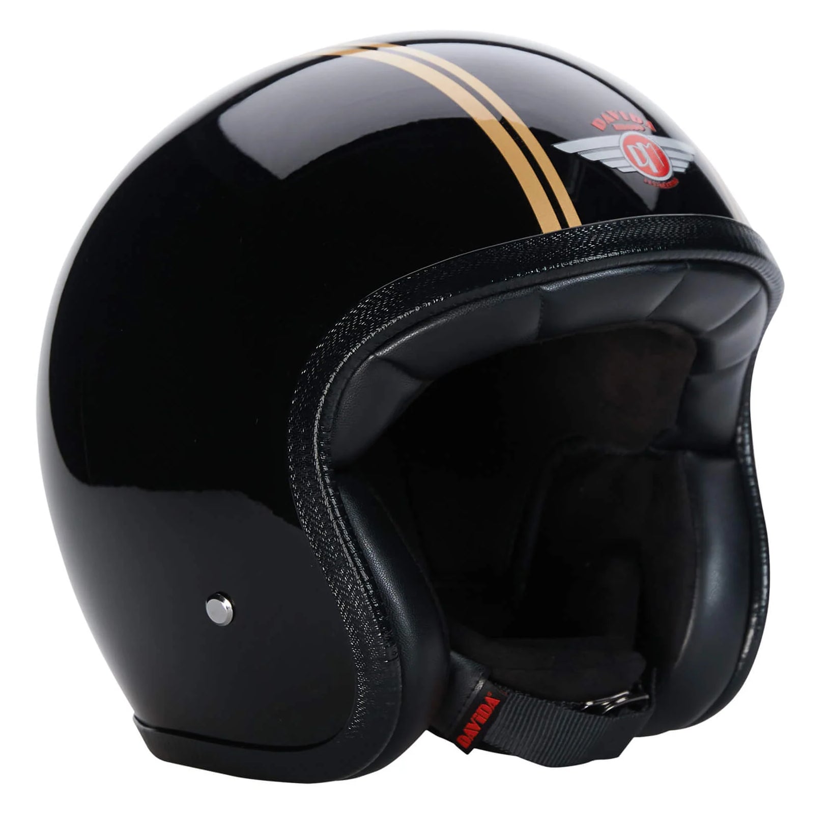 DavidaSpeedster V4 Motorradhelm schwarz mit gold StreifenHelmBritish Parts Luzern