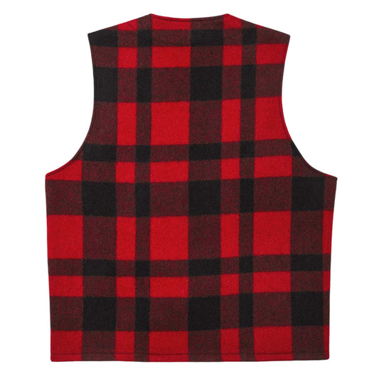 Mackinaw Wool Vest Red Black Plaid