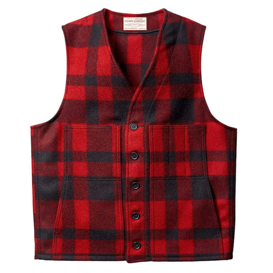 Mackinaw Wool Vest Red Black Plaid