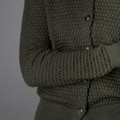 G.R.P.Damen Strickjacke mit Schalkragen GrünStrickjackeBritish Parts Luzern