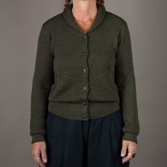 G.R.P.Damen Strickjacke mit Schalkragen GrünStrickjackeBritish Parts Luzern