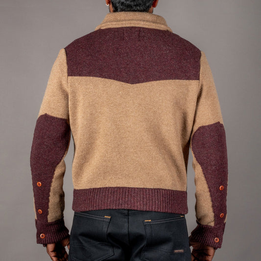 G.R.P.Max 3 kurze Merino Strickjacke Camel BordeauxStrickjackeBritish Parts Luzern