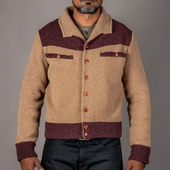G.R.P.Max 3 kurze Merino Strickjacke Camel BordeauxStrickjackeBritish Parts Luzern
