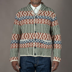 G.R.P.Shawl Collar Cardigan Rust GreenStrickjackeBritish Parts Luzern