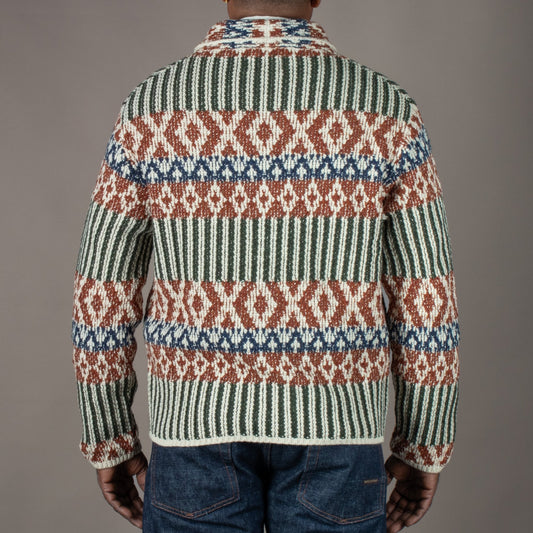 G.R.P.Shawl Collar Cardigan Rust GreenStrickjackeBritish Parts Luzern