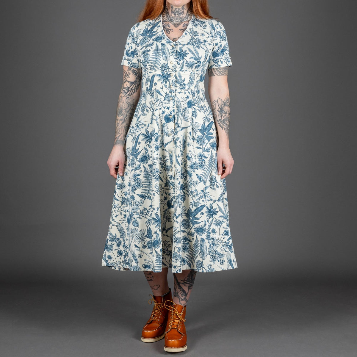 Hen's TeethWomens Dress Herringbone PrintedKleidBritish Parts Luzern