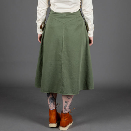 Hen's TeethWomens Skirt Herringbone Military GreenRockBritish Parts Luzern