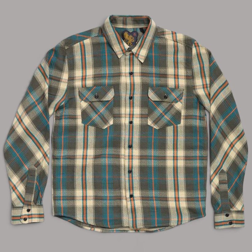 IndigoferaBryson Prima Flannel Check Shirt Charcoal/Beige/Rust/TurquoiseHemdBritish Parts Luzern