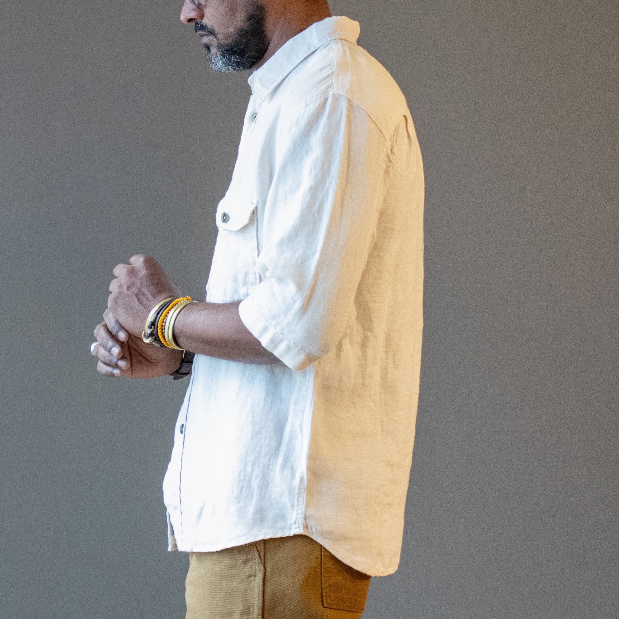 Indigofera Delray Shirt, Linen, Broken White; British Parts Luzern Shirt