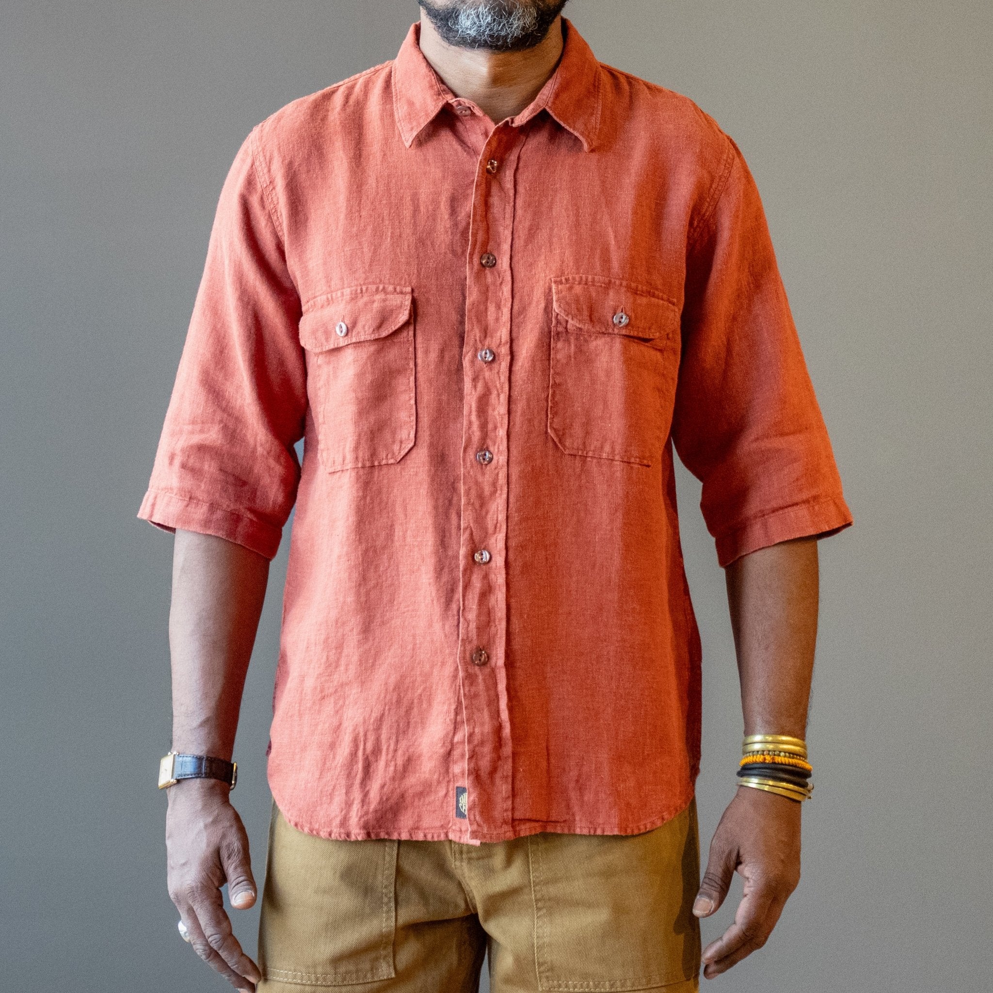 Indigofera Delray Shirt, Linen Rust Shirt, British Parts Lucerne