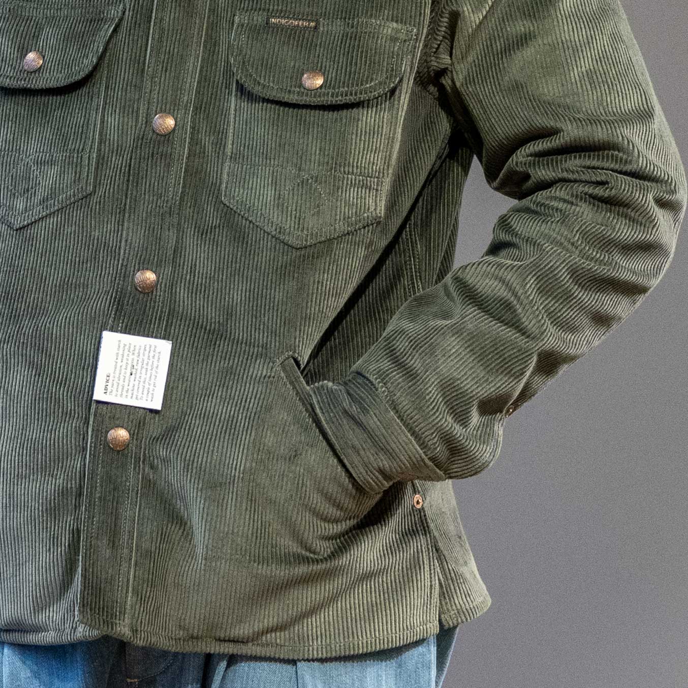 IndigoferaFargo Trucker Jacke aus Cord in GrünJackenBritish Parts Luzern