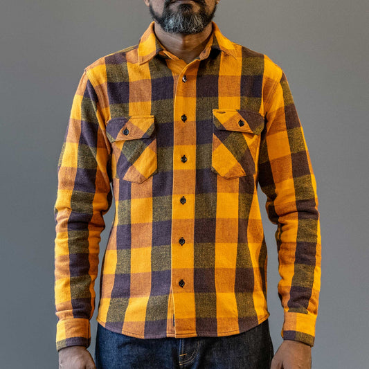 IndigoferaNorris Flannel Check Shirt Orange Wine BlackHemdBritish Parts Luzern