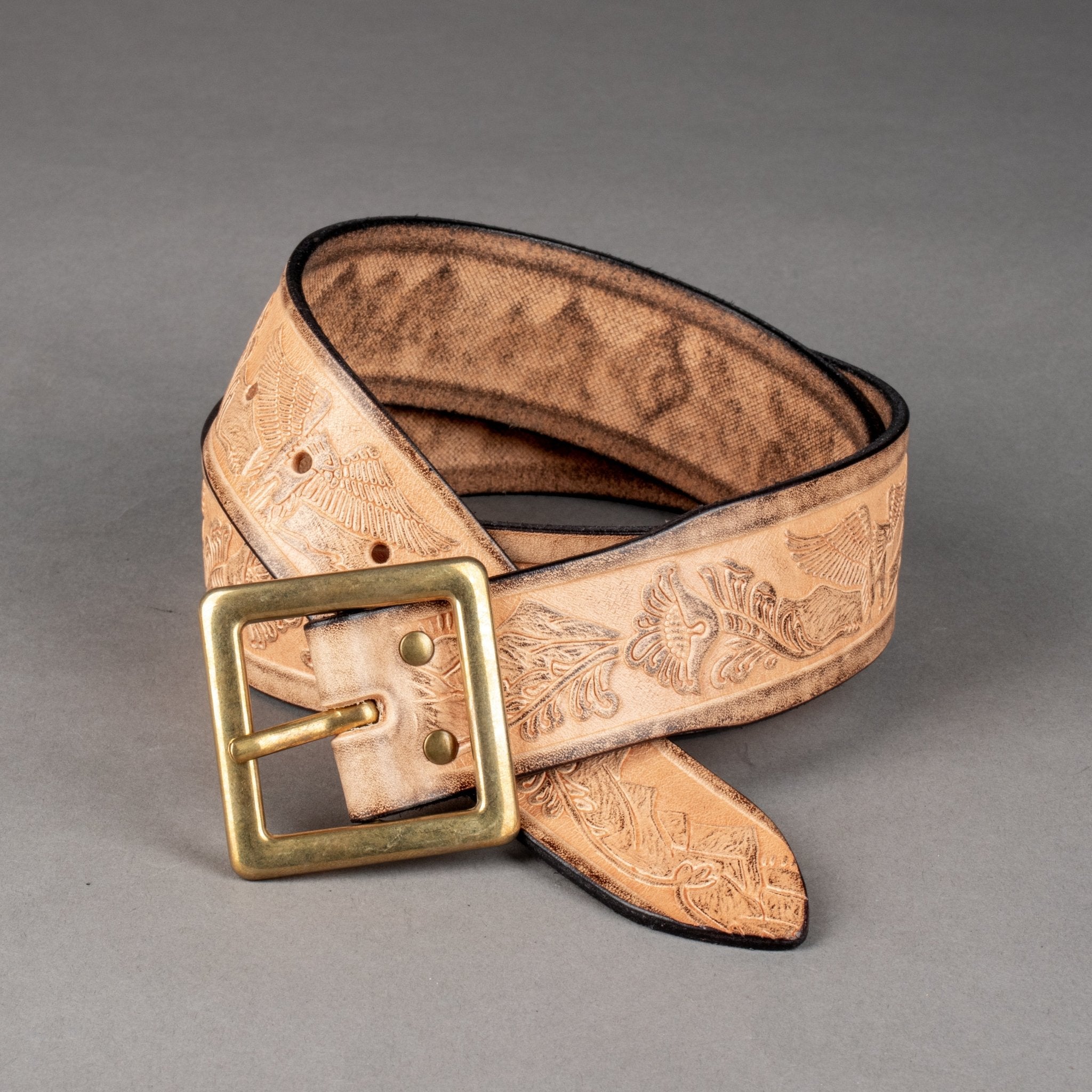 Jean DesselGürtel mit Western Prägung und Messing Schnalle naturGürtelBritish Parts Luzern