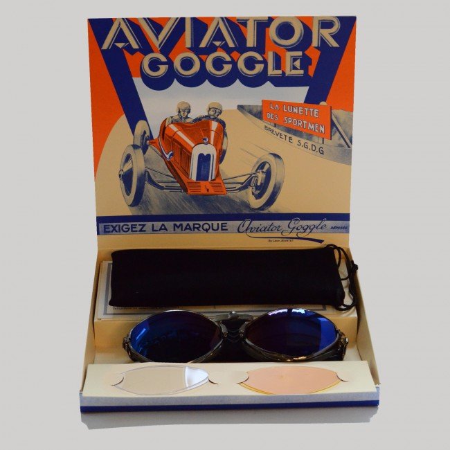 Léon Jeantet Aviator GogglesCabrio - /Fliegerbrille 4400 Blue MirrorCabriobrilleBritish Parts Luzern