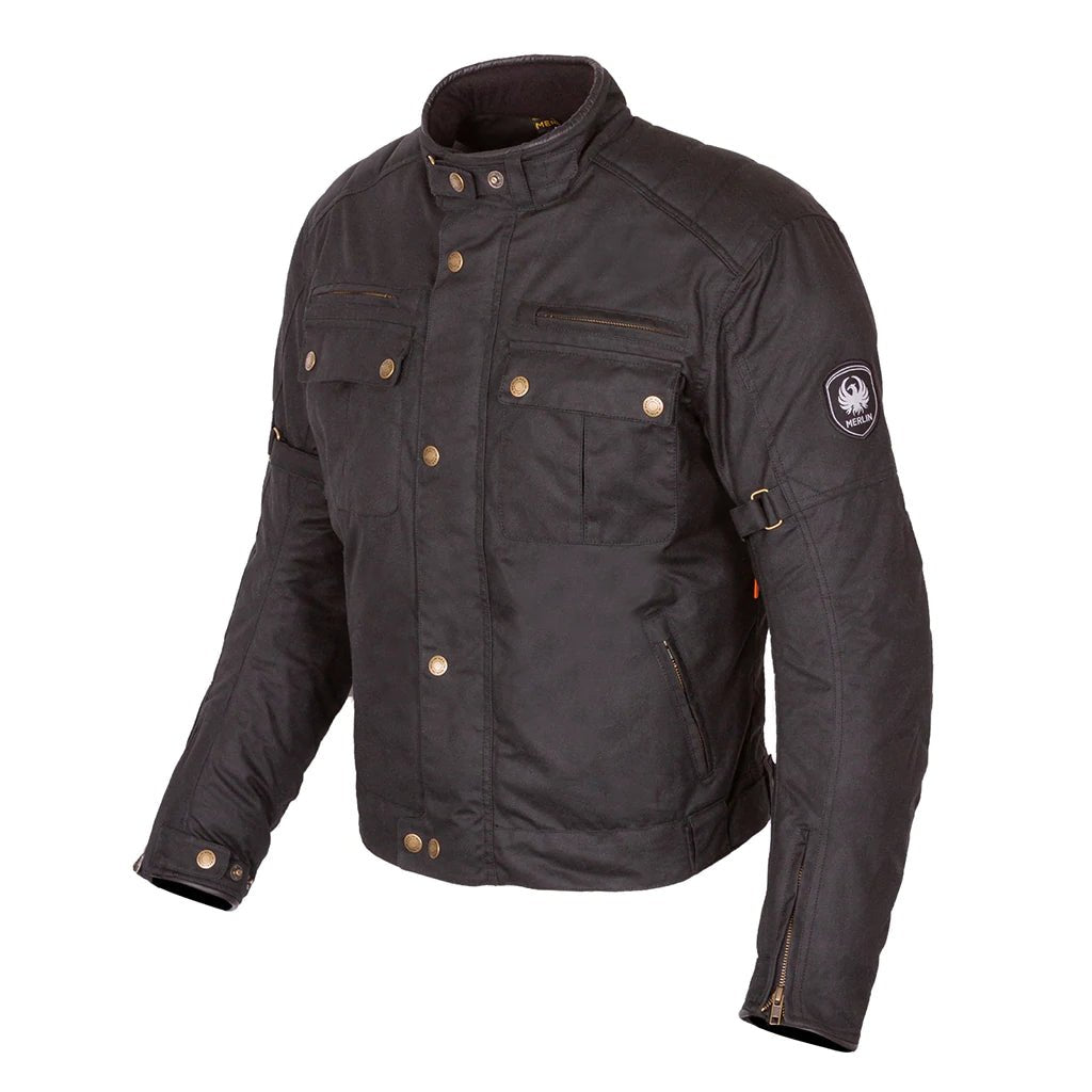 MerlinBarton II Wax Cotton Motorradjacke in schwarzMotorradjackeBritish Parts Luzern