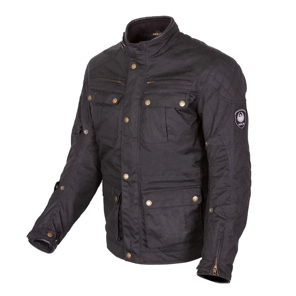 MerlinYoxall II Wax Cotton Motorradjacke in schwarzMotorradjackeBritish Parts Luzern