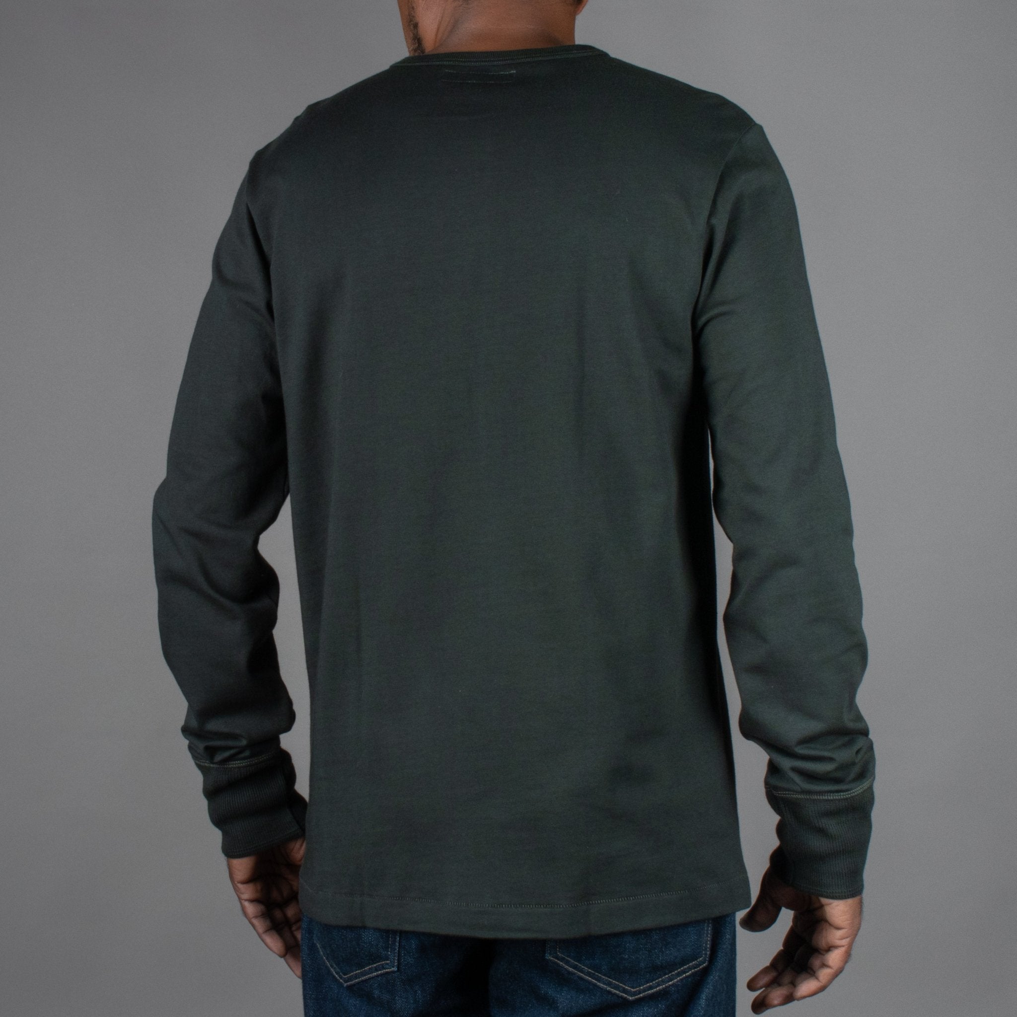 Merz b. Schwanen2M06 Mid-Century Machine Refined Fit Long Sleeve Henley - ForestHenleyBritish Parts Luzern