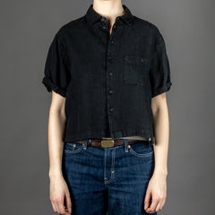 Merz b. SchwanenKurzärmeliges Hemd, Bio - Leinen, Cropped Fit Deep BlackHemdBritish Parts Luzern