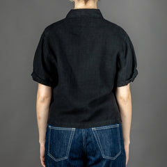 Merz b. SchwanenKurzärmeliges Hemd, Bio - Leinen, Cropped Fit Deep BlackHemdBritish Parts Luzern