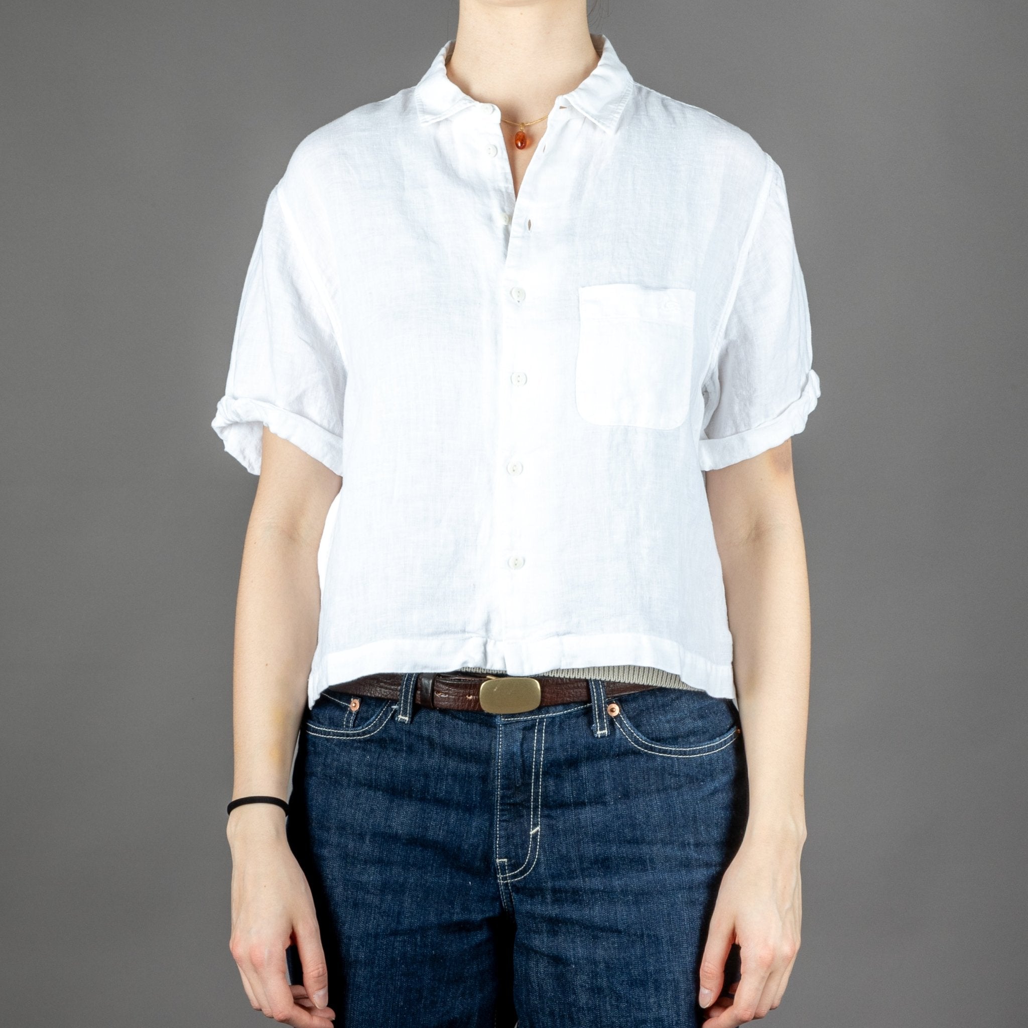 Merz b. SchwanenKurzärmeliges Hemd, Bio - Leinen, Cropped Fit WhiteHemdBritish Parts Luzern