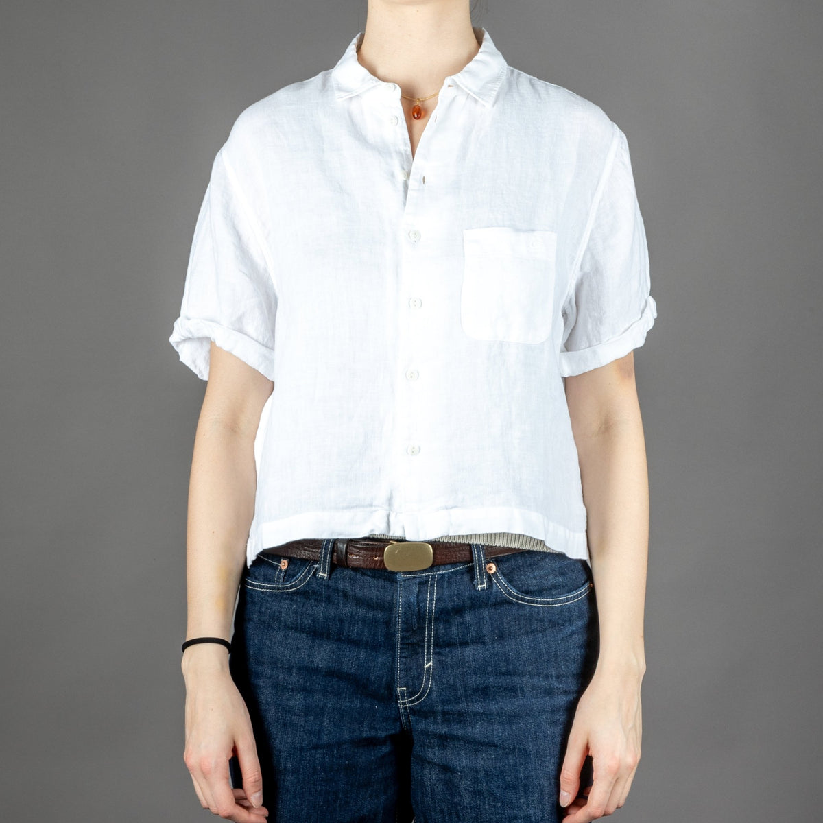 Merz b. SchwanenKurzärmeliges Hemd, Bio - Leinen, Cropped Fit WhiteHemdBritish Parts Luzern