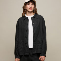 Merz b. SchwanenUnisex Jacke Bio Leinen Cropped Deep BlackJackenBritish Parts Luzern