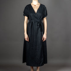 Merz b. SchwanenWickelkleid, Bio - Leinen Deep BlackKleidBritish Parts Luzern