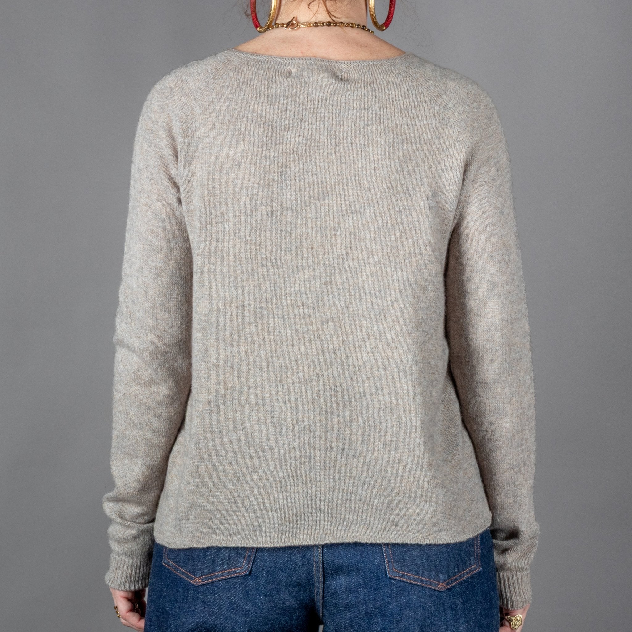 Merz b. Schwanen - Pull à col rond pour femme, coupe décontractée, motif « Faded Grain » - Pull British Parts Lucerne