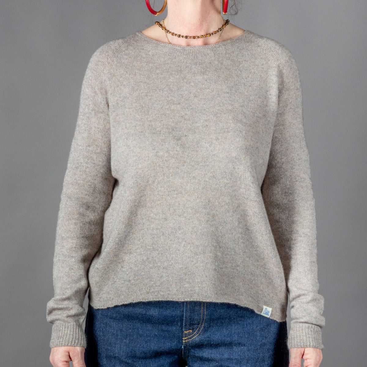 Merz b. Schwanen - Pull à col rond pour femme, coupe décontractée, motif « Faded Grain » - Pull British Parts Lucerne