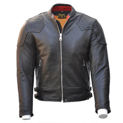 '76 Cafe Racer motorcycle leather jacket in black